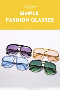 Collection of aviator sunglasses with colorful gradient lenses and gold double-bridge frames