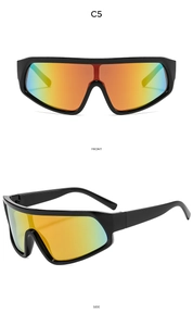 Vue avant et latérale de lunettes de cyclisme sportives avec verres dégradés orange