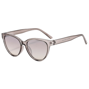 Stylish cat eye sunglasses with translucent grey resin frame and gradient grey lenses