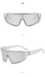 Vue avant et latérale de lunettes de soleil de sport cycliste transparentes C7