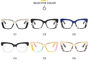 Six stylish color options for square cat-eye anti-blue light glasses frames