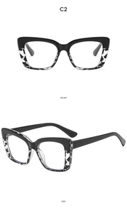 Macro detail of square marble pattern eyewear frames in front and side view