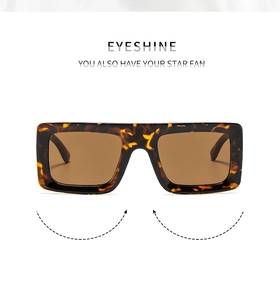 Front view of stylish square tortoiseshell sunglasses with dark brown lenses