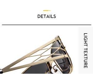 Macro shot of gold metal hollow-out geometric temple detail on Y2K sunglasses