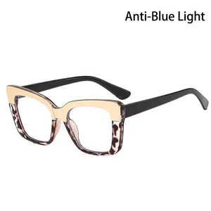 Square anti-blue light glasses with gold metal and tortoiseshell frame for men and women