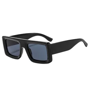 Fashionable square black sunglasses with thick frames and dark lenses for outdoor activities