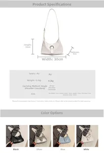 Detailed chart showing PU leather hobo bag dimensions and available color options