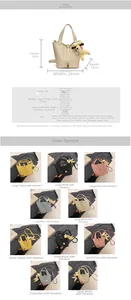 Size chart and specifications for the lychee pattern bucket bag in various colors