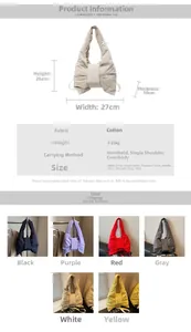 Detailed size specifications and color options for the bow-knot nylon crossbody bag