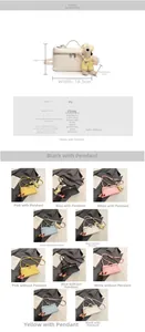 Detail specifications of PU leather box crossbody bag showing size and color options