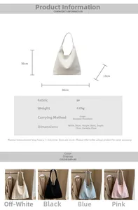 Detailed size chart and multi-color options for 36x36x13cm large capacity PU tote bag