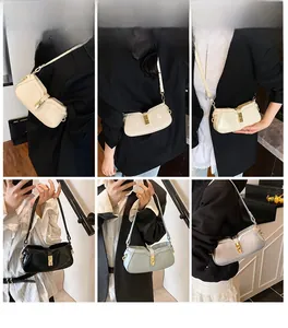 Vues détaillées de quatre sacs sous les aisselles avec boucles métalliques et fini brillant