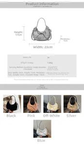 Spécifications détaillées de taille pour le sac hobo à nœud avec diagrammes