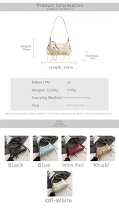 Especificaciones de tamaño y opciones de color para el bolso de hombro en cuero PU