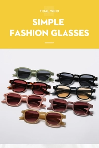 Detailed display of retro round sunglasses in olive green, tortoiseshell, and black colors
