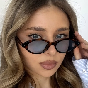 Retro Oval Sunglasses Small Frame PC Frame AC Lens UV400 Protection Vintage Y2K Fashion Eyewear For Women Men