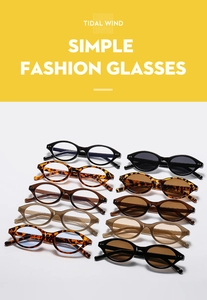 Collection of retro small frame sunglasses in black, tortoise, and tea colors