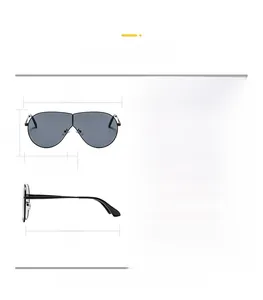 Dimensions détaillées des lunettes de soleil aviateur noires avec monture en métal
