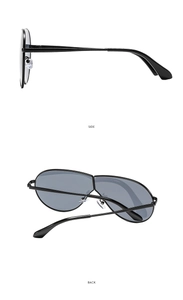 Vue détaillée de la structure latérale et arrière des lunettes aviateur avec plaquettes