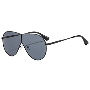 Lunettes de soleil aviateur monture métallique noire et verres gris pour l'extérieur