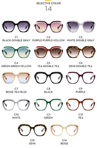 Collection of 14 oversized geometric frame sunglasses in various gradient color options