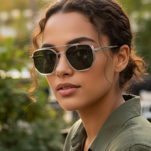 Polarized Sunglasses Metal Frame Double Bridge UV400 Protection Outdoor Driving Fashion Square Retro Trendy Men Women