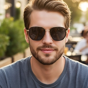 Classic double bridge metal polarized aviator sunglasses for outdoor driving and fashion