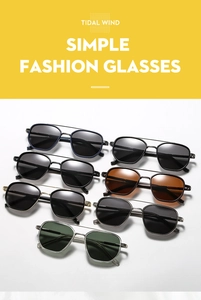 Detailed grid view of various double bridge metal polarized sunglasses in multiple colors