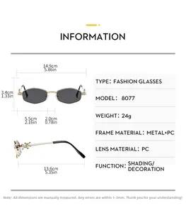 Detailed size specifications for hexagonal sunglasses with metal frames and dimensions