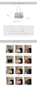 Detailed size chart and multi-color options for the large capacity PU leather tote bag