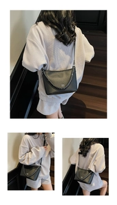 Damen stilvolle Retro Kette Eimer Tasche lässige Umhängetasche PU Leder Schultertasche Alltag.