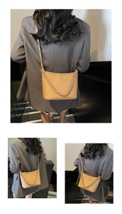 Texturierte Damen Eimer Tasche, modische Retro Kette Umhängetasche für Frühling und Sommer.