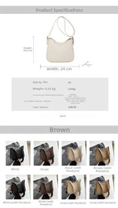 Detailed dimensions of minimalist litchi pattern PU leather half-moon bucket bag