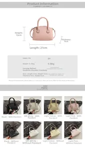 Detailed dimension chart and color variants of the retro PU leather bowling handbag