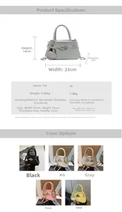 Detailed size specifications for women's crossbody bucket bag in multiple colors