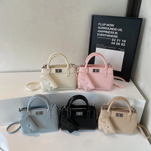 Premium matte PU leather handbags set with matching mini envelope charms in five chic colors