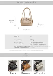 Detailed size specifications for minimalist PU leather shoulder bags in three colors
