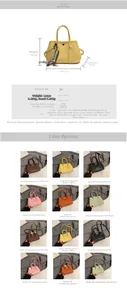 Guide des tailles montrant les dimensions et détails du cuir PU des sacs seaux