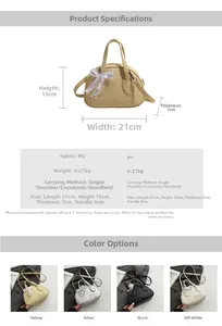 Detail showing dimensions 21x15x7cm and features of the PU leather crossbody bag