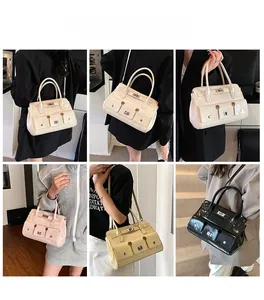 Collage montrant des sacs en similicuir en quatre couleurs portés de diverses façons
