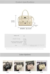 Tableau détaillé des tailles pour le grand sac à main en PU avec poids et mesures