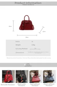 Detailed size chart and technical specifications for the 2025 PU leather tote handbag
