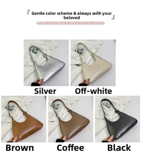 Collage showing vintage hobo bags in silver, cream, brown, coffee, and black tones