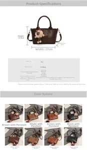 Tableau détaillé montrant les dimensions et couleurs du sac seau en PU tressé