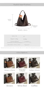 Detail view of large vintage hobo bag with dimensions 38x35x16cm and cute monkey charm