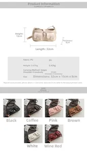 Größentabelle und Farbauswahl für Vintage PU-Leder Umhängetaschen im Retro-Stil