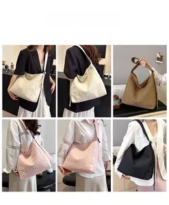 Vues multiples du grand sac fourre-tout matelassé avec bretelles réglables amovibles