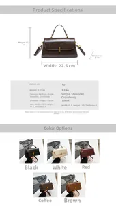 Detaillierte Größentabelle der Retro-PU-Leder Umhängetasche mit Maßen und Gewicht