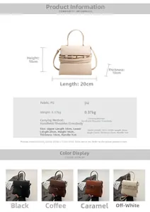 Tableau des tailles et options de couleurs pour ce sac à main en cuir PU