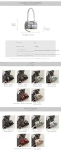 Detailed size specifications for the multi-pocket PU leather shoulder bag at 25x15x10cm